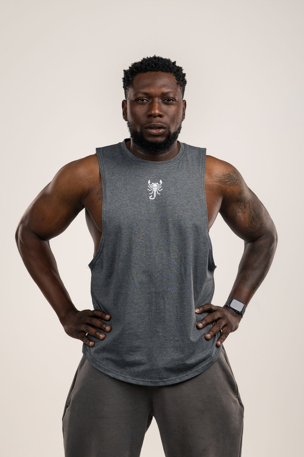 Dark Grey Round Neck Sleeveless Vest